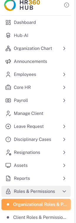  Roles & Permissions module highlighted in the sidebar navigation
